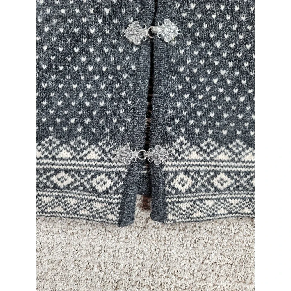 Icelandic Design Wool Cardigan Womens Size S Gray Snowflake‎ Nordic Sweater